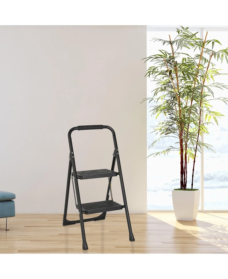 2 Step Ladder Portable Folding Ladder Stool for Adults with Wide Anti-Slip Pedal