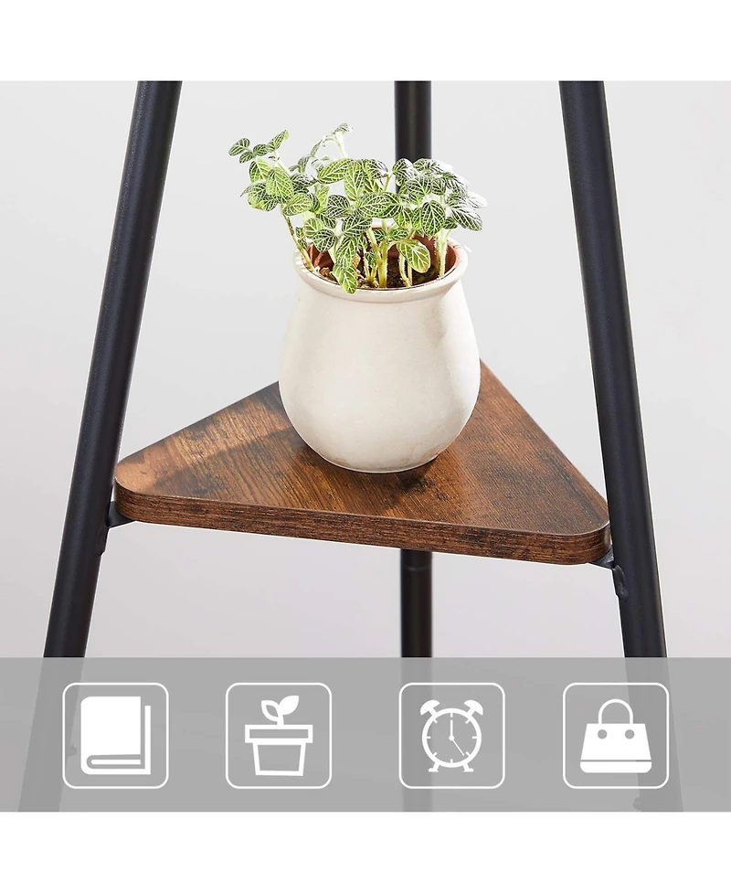 Songmics Home Freestanding Industrial Style Coat Rack, Hall Tree Featuring 2 Shelves, Hazelnut Brown & Black