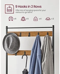Songmics Home Entryway Industrial Style Coat Rack with Shoe Storage, 3-in-1 Design with Steel Frame, Grey