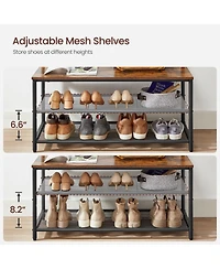 Songmics Home Entryway Industrial Style Coat Rack with Shoe Storage, 3-in-1 Design Steel Frame, Grey