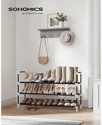 Songmics Home Modern 3 Tiered Shoe Rack for Closet and Entryway, Black