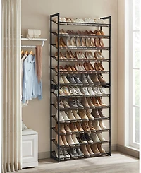 Songmics Home Tall Metal 12-Tier Shoe Storage Organizer, Black