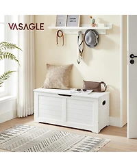 Songmics Home Farmhouse Style Storage Chest with 2 Safety Hinges, Ideal for Entryway, Bedroom, Living Room, Cloud White