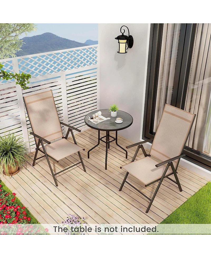 Pcs Patio Folding Dining Chair with 7-Level Adjustable High Backrest for Garden