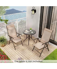 Pcs Patio Folding Dining Chair with 7-Level Adjustable High Backrest for Garden