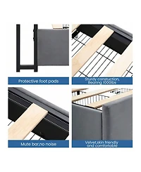 gaomon Upholstered Bed Frame With Charging Station Headboard & 4 Storage Drawers, Platform Bed Frame Mattress Foundation With Wooden Slats Support