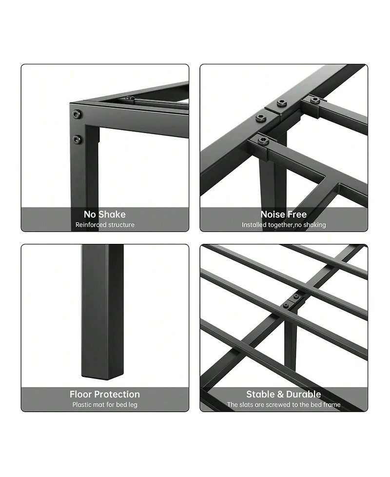 gaomon Inch Bed Frame, No Box Spring Needed, Heavy Duty Metal Platform Bed Frame For Bedroom, Easy Assembly