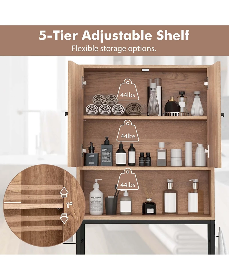 Costway Over The Toilet Storage Cabinet Free Standing Rack with Adjustable Shelf