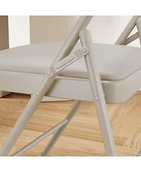 gaomon 4 Pack Folding Chairs with Padded Cushions, Padded Foldable Chair Hold Up to 350 Pounds, Portable Beige Folding Chair