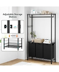 gaomon Heavy Duty Garment Rack, Adjustable Clothes Rack for Hanging Clothes Capacity with Laundry Sorter 3 Section