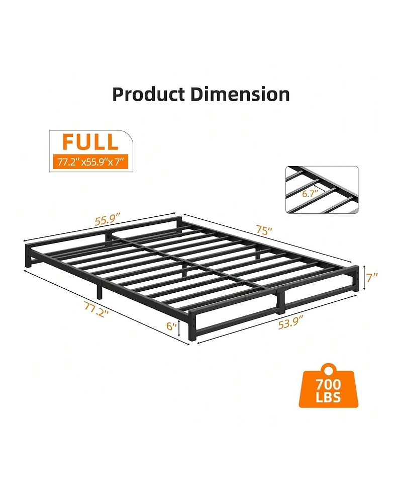 gaomon 6 Inch Metal Platform Bed Frame With Steel Slat Support, Mattress Foundation And No Box Spring Needed, Easy Assembly