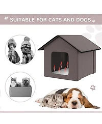 Pawhut Outdoor Heated Cat House, Warm Insulated Feral Cat Shelter Indoor