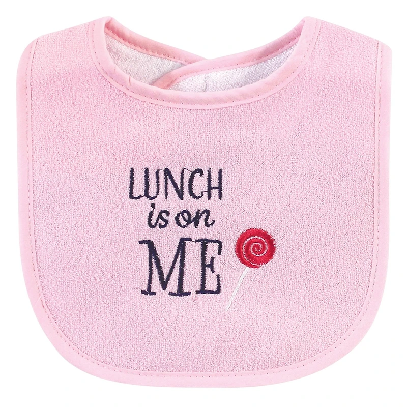 Hudson Baby Girls Cotton Terry Bib and Burp Cloth Set