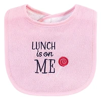 Hudson Baby Girls Cotton Terry Bib and Burp Cloth Set