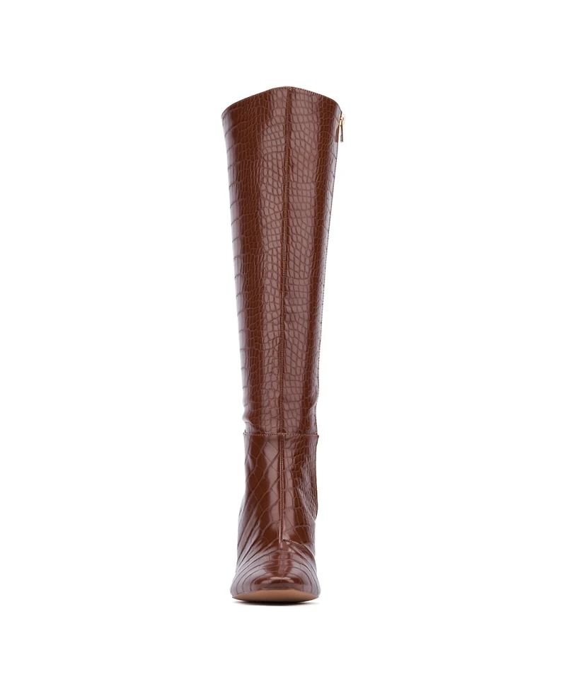 Women's Isabelle Croc Embossed Knee-High Boots Dress Boots