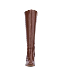 Women's Isabelle Croc Embossed Knee-High Boots Dress Boots