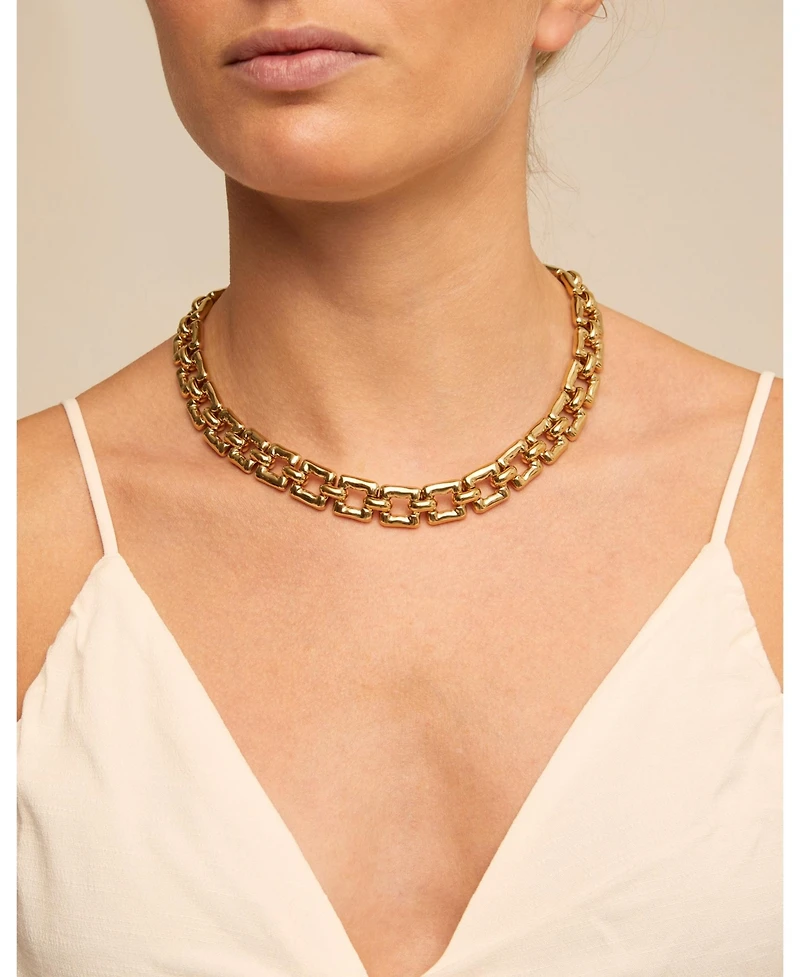 UNOde50 Golden Short Squared Link Necklace