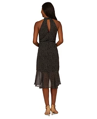 Adrianna Papell Women's Dot-Print Waterfall-Ruffle Dress