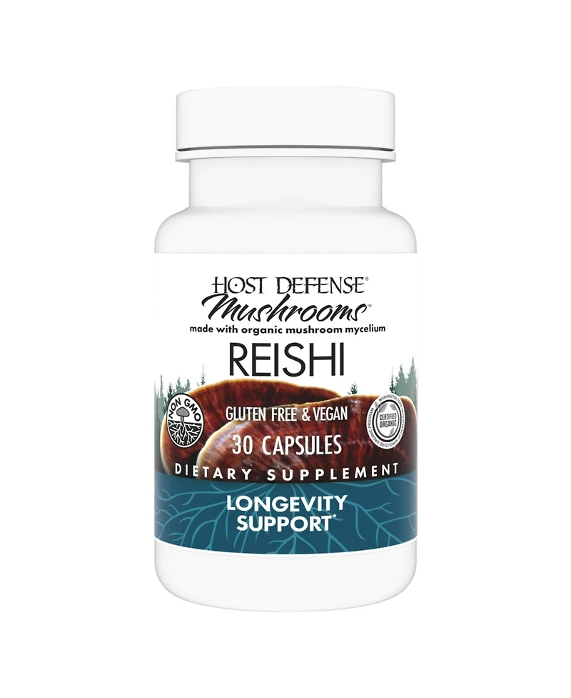 Host Defense Reishi Capsules - Heart & Immune Health Support Supplement - Mushroom Supplement to Support Energy & Vitality