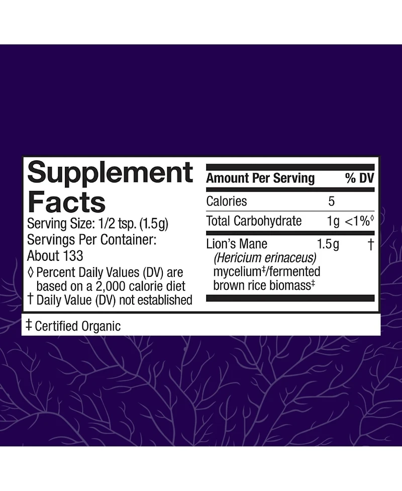 Host Defense Lion's Mane Powder - Brain Health Support Supplement - Mushroom Supplement to Support Focus & Memory Function