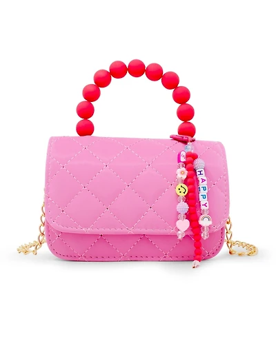 Tiny Treats + Zomi Gems Girls Pearl Handle Message Charm Handbag, Hot Pink