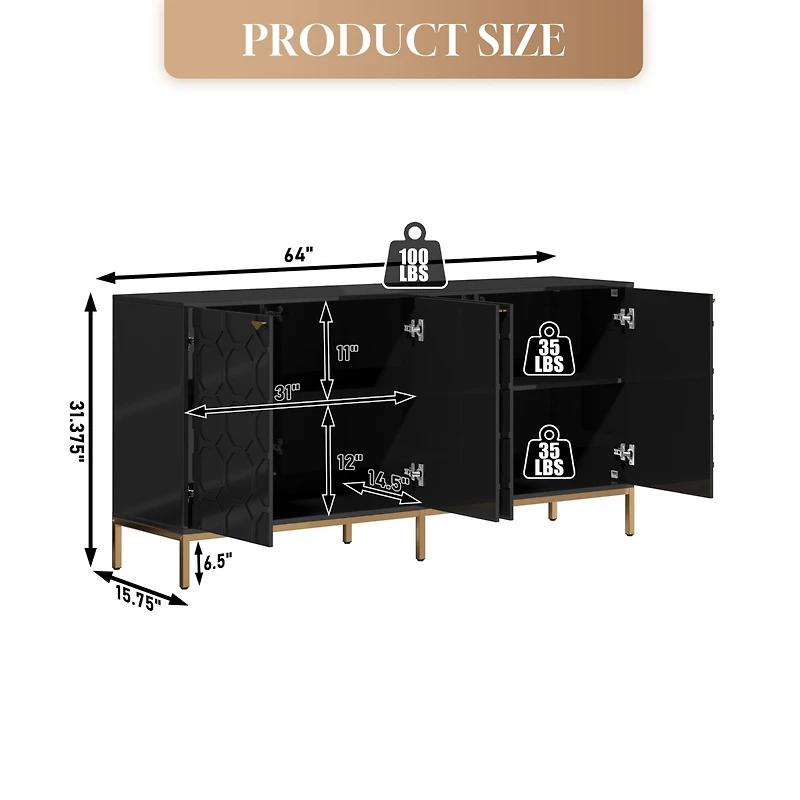 Boyel Living 4 Door Locker Accent Cabinet