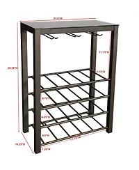 Kings Brand Furniture Freestanding Floor Wine Rack Storage Table - Hold 20 Bottles with Glasses Holder