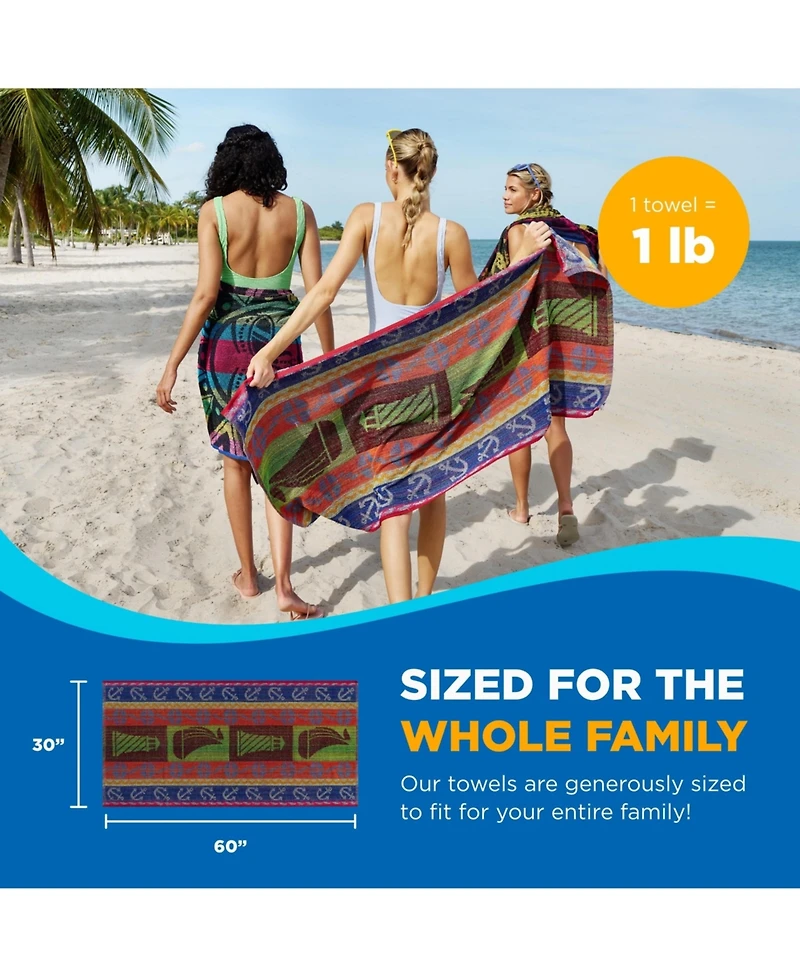 Ben Kaufman Terry Beach & Pool Towel - Absorbent & Fast Drying Towel - Oversized Soft Cotton Towel for Swimming & Travel