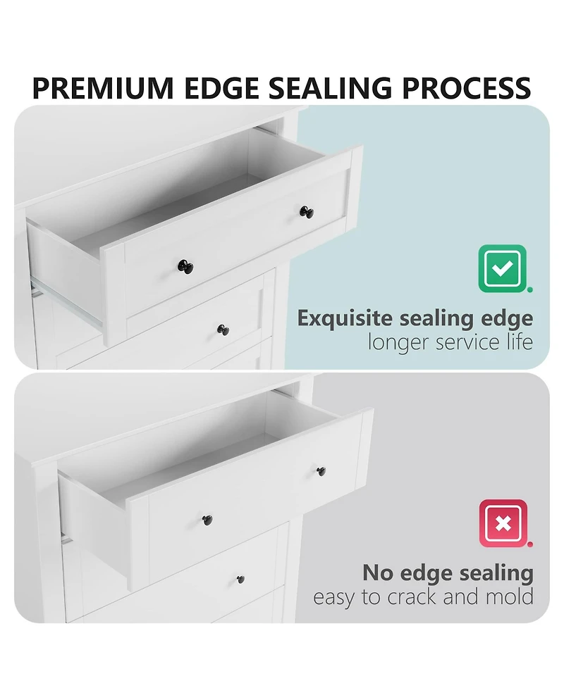 gaomon White 5 Chest of Drawer Dresser