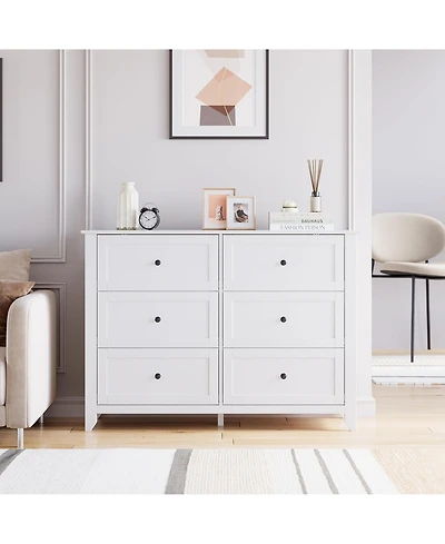 gaomon 6 Chest of Drawer Dresser, Modern Dresser with Deep Drawers and Nickel Round Handle