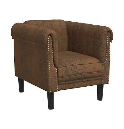 Sofa Chair Brown Faux Suede Leather