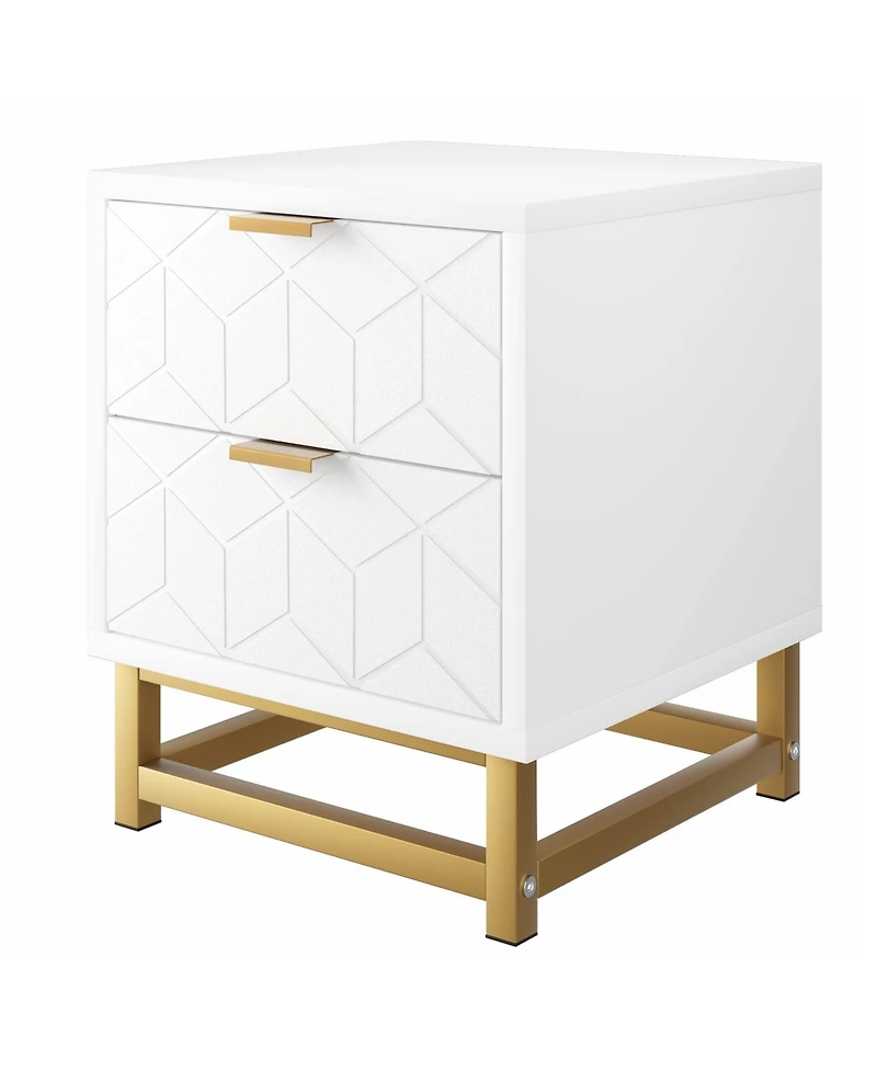 gaomon White Nightstand, Modern 2 Drawer Dresser for Bedroom, Large End Side Table Bedside Table with 2 Drawers