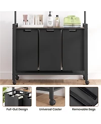 gaomon Laundry Sorter, Laundry Hamper 3-Section With Hanging Rack, Rolling Laundry Hamper With Removable Laundry Basket