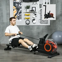 Soozier Foldable Water Rowing Machine with Wheels for Home Gym,