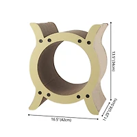 Nyan 16.5" Modern Cardboard Tunnel Cat Scratcher with Catnip, Almond