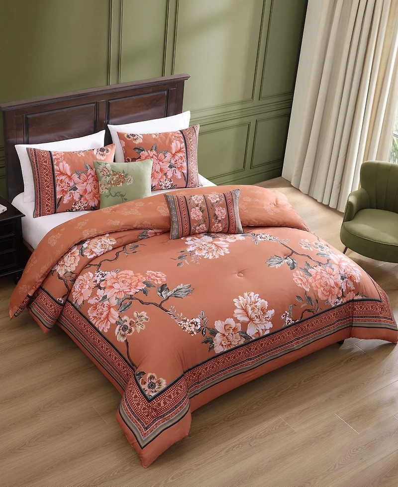 Bebejan Rossana Bedding 100% Cotton 5-Piece King Size Reversible Comforter Set