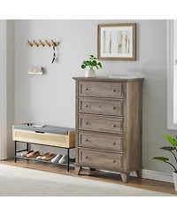 gaomon 5 Drawers Dresser for Bedroom, White Dresser with Wide Drawers, Wood Chest of Drawers, Tall Dresser for Bedroom