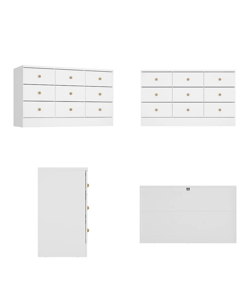 Homsee White Elegant Dresser With 9 Drawers