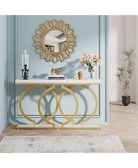 Tribesigns 55 inch Faux Marble Entryway Table Narrow Long Sofa Table, Modern Accent Table