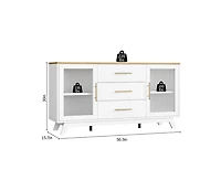 gaomon Coffer Bar Cabinet with 2 Fluted Glass Doors, 56" Modern Sideboard Buffet Cabinet with 3 Drawers, White Large Storage Cabinet for Kitchen Dinin