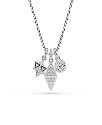 Swarovski Round Cut, Sphere and Cube, White, Rhodium Plated Dextera Pendant Necklace