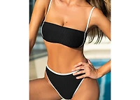 Cupshe Women's Square Neck Back Hook Cheeky Bottom Bikini Sets