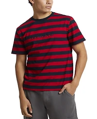Guess Jeans Men's Regular-Fit Stripe Embroidered Logo Graphic T-Shirt