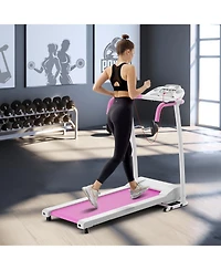 Hongge Folding Treadmill with 12 Preset Programs and Lcd Display-White