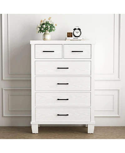 Dresser for Bedroom, 6 Drawer Dresser with Metal Handles, Grey Chest of Drawers Closet Organizers and Storage Clothes