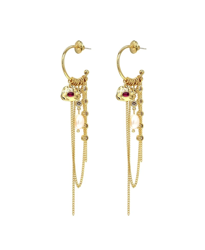 Iris Freshwater Pearl and Cubic Zirconia Radiant Reverie Cascade Hoop Earrings