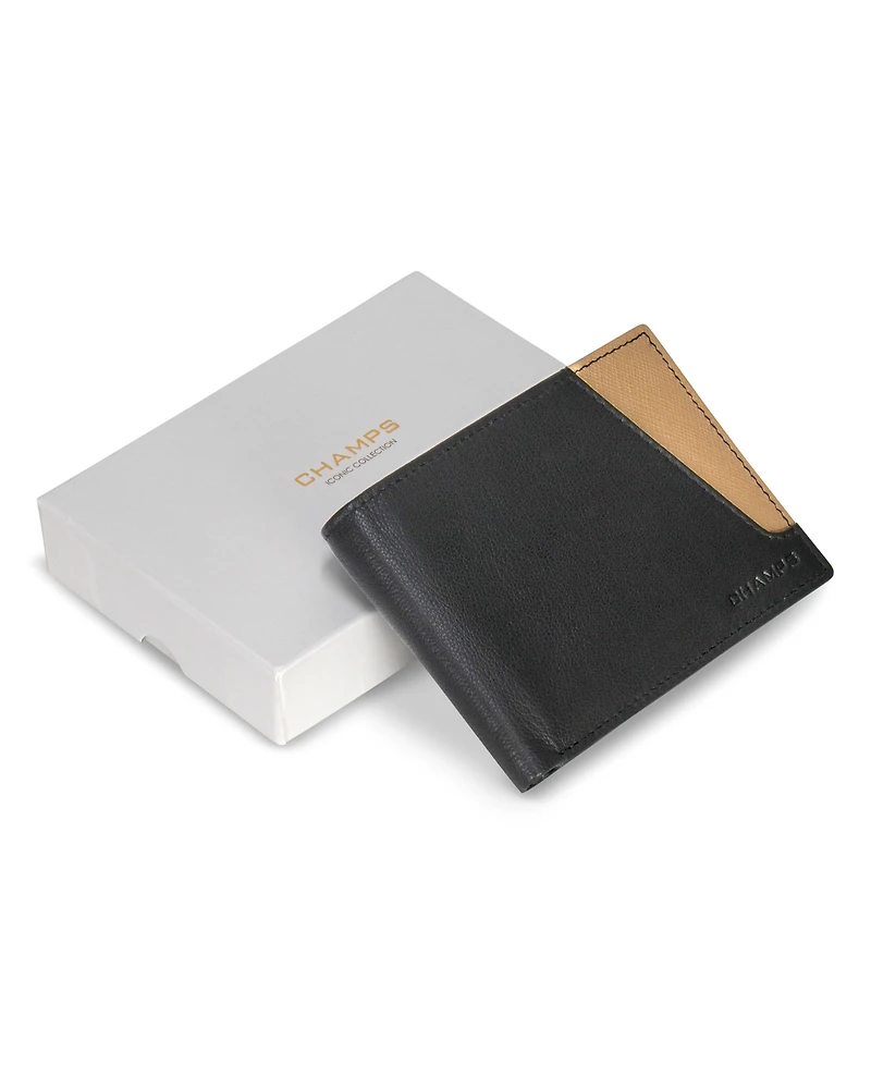 Champs Men's Iconic Collection Leather Center Wing Wallet