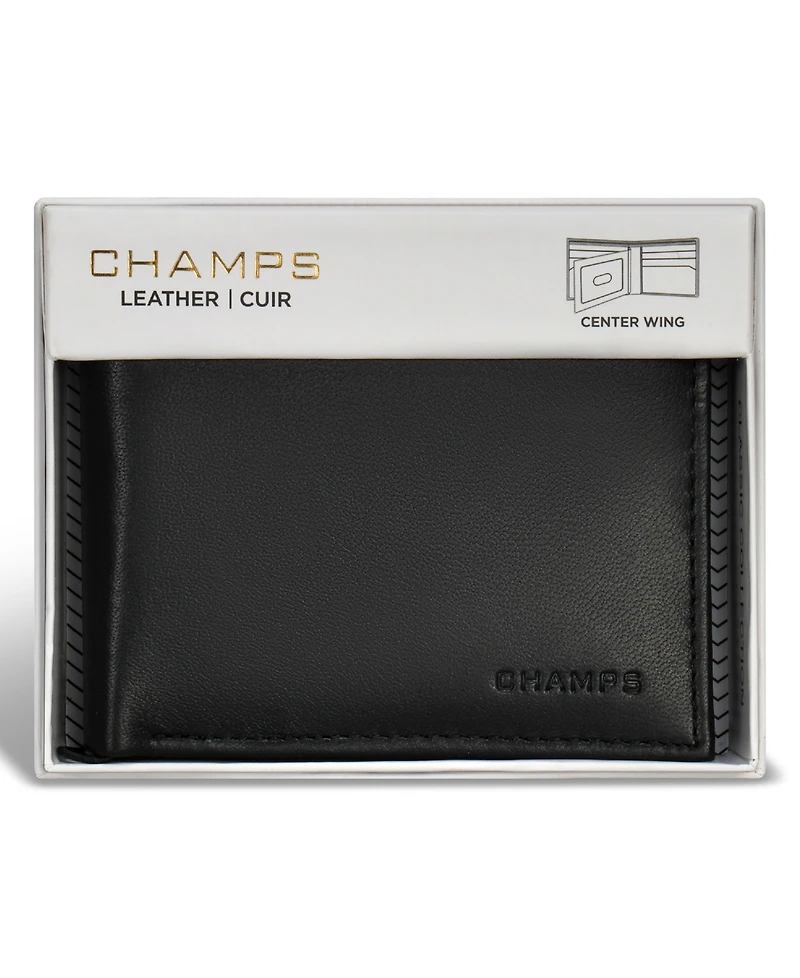 Champs Men's Classic Collection Leather Center-Wing Wallet