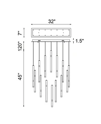Cwi Lighting 46" Metal Flute 14 Light Led Chandelier