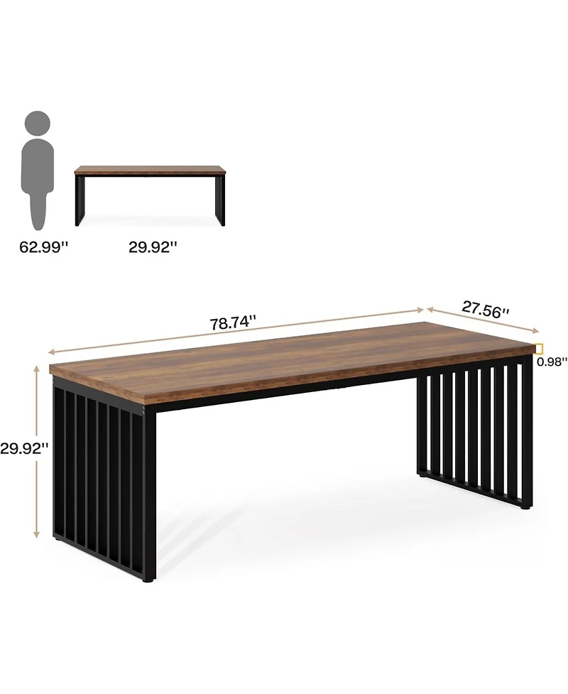 Tribesigns 78.74" Long Rectangle Industrial Dining Table for 6-8 Person, Dining Table Wood Kitchen Table with Heavy Duty Metal Frame